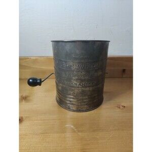 Vintage Bromwell's Measuring Sifter Wood Handle USA 5 Cup Primitive Farmhouse